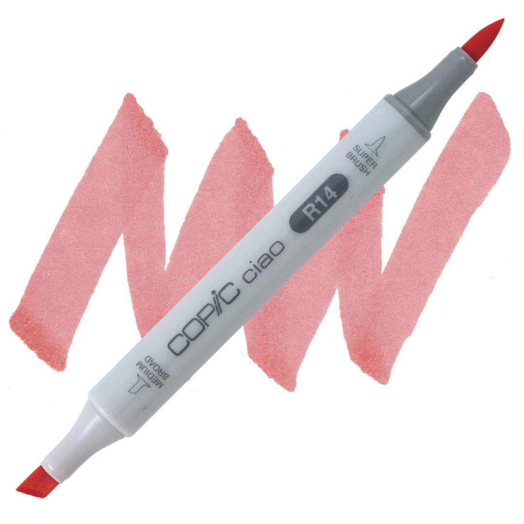Open in modal - Copic Ciao Double Ended Marker - Light Rouge R14 marker and swatch