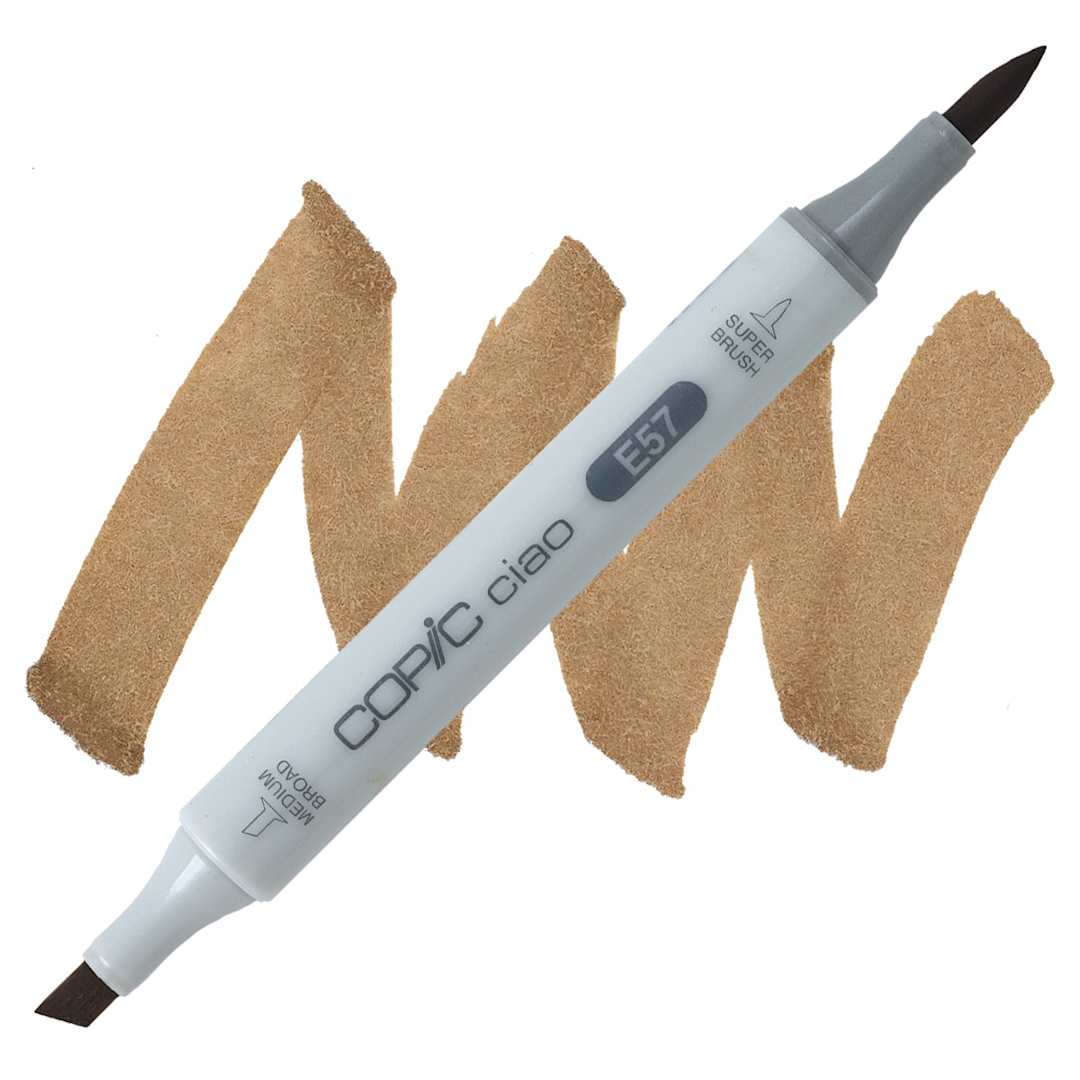 Open in modal - Copic Ciao Double Ended Marker - Light Walnut E57 marker and swatch
