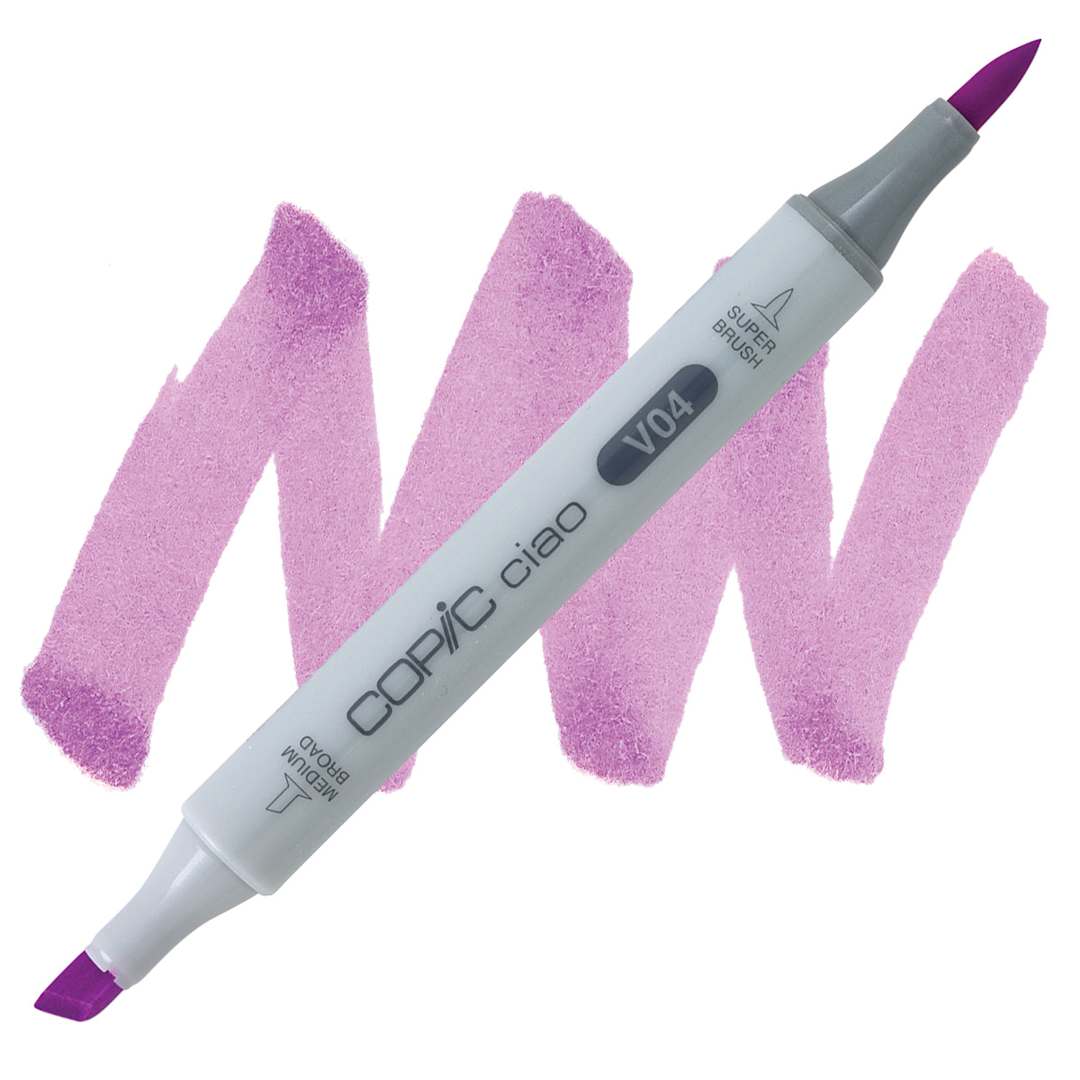 Open in modal - Copic Ciao Double Ended Marker - Lilac V04 marker and swatch