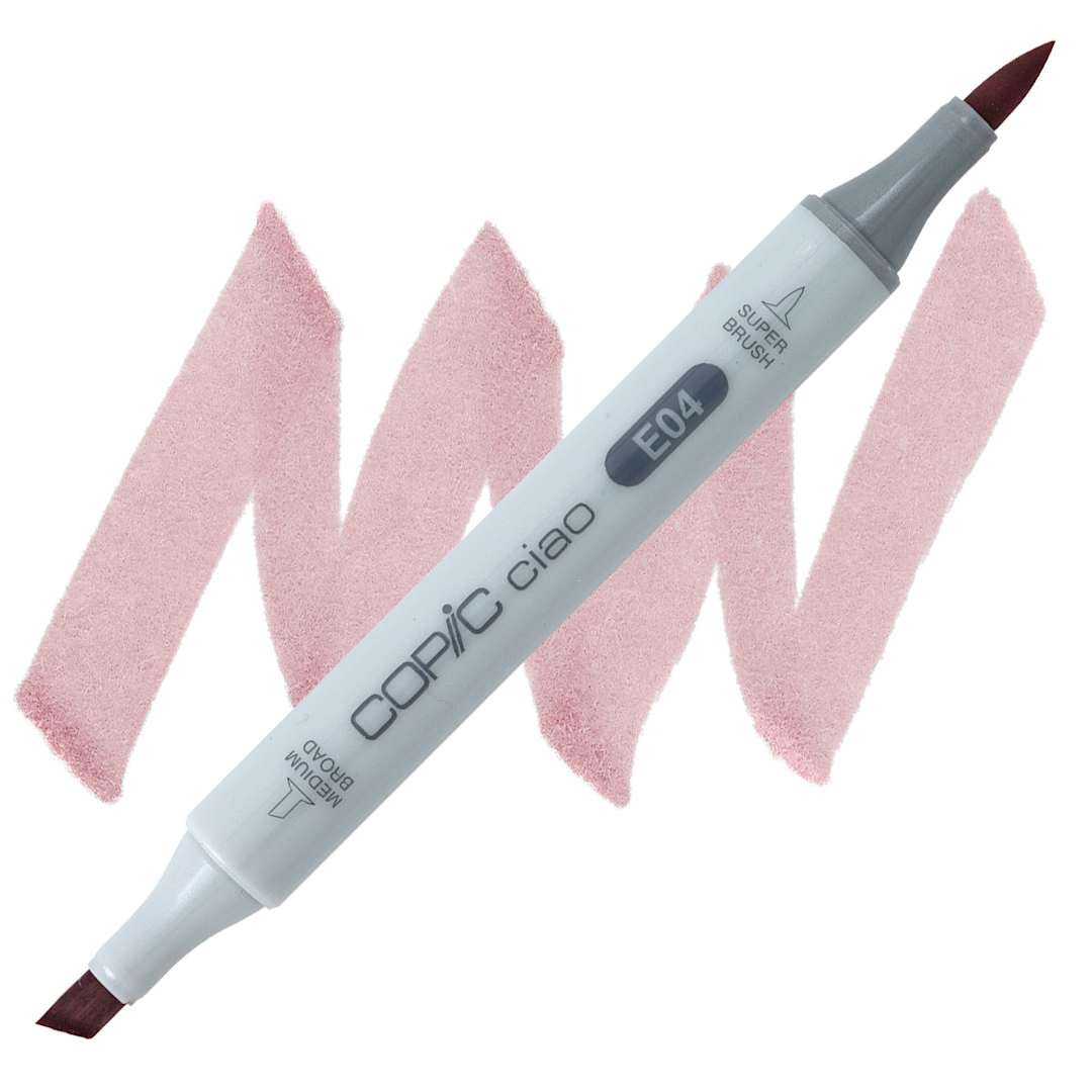 Open in modal - Copic Ciao Double Ended Marker - Lipstick Rose E04 marker and swatch