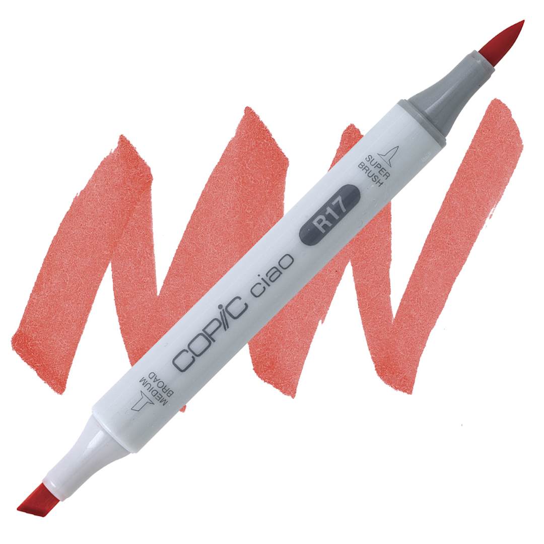 Open in modal - Copic Ciao Double Ended Marker - Lipstick Orange R17 marker and swatch
