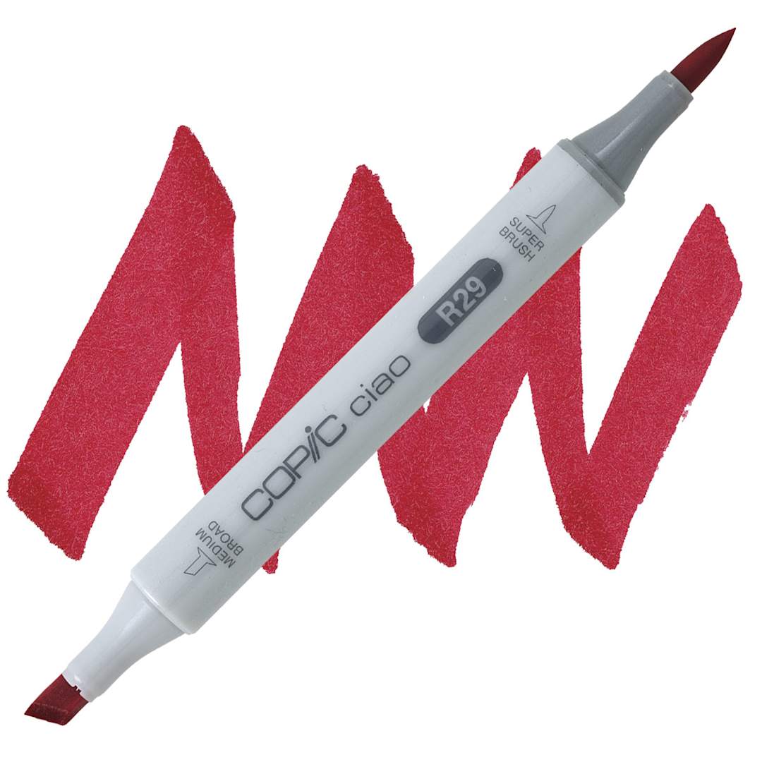 Open in modal - Copic Ciao Double Ended Marker - Lipstick Red R29 marker and swatch