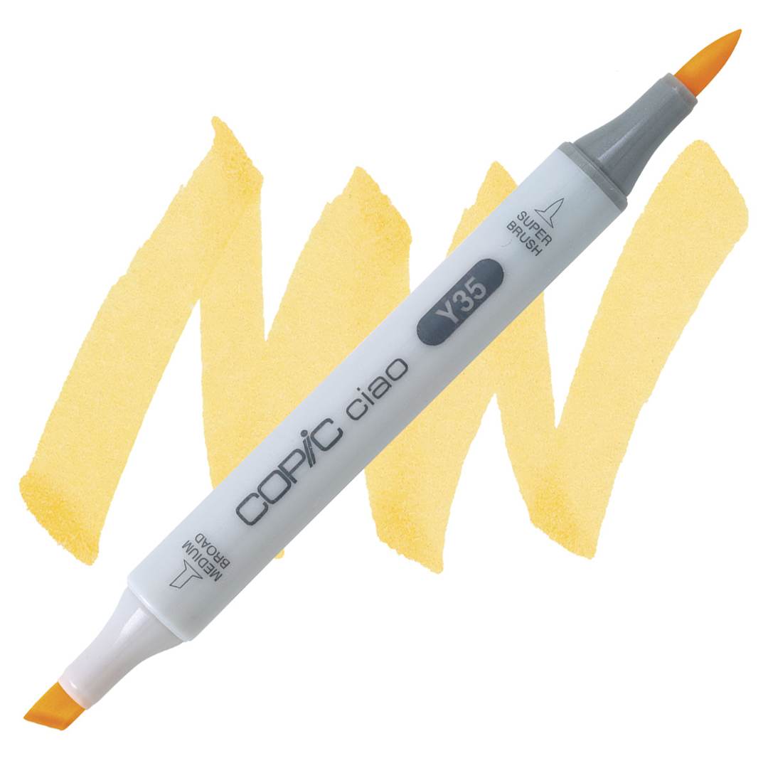 Open in modal - Copic Ciao Double Ended Marker - Maize Y35 marker and swatch