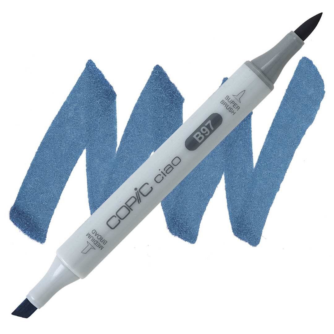 Open in modal - Copic Ciao Double Ended Marker - Night Blue B97 marker and swatch