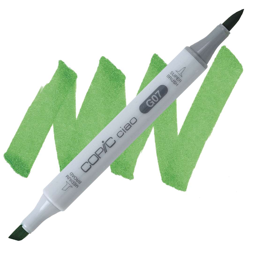 Open in modal - Copic Ciao Double Ended Marker - Nile Green G07 marker and swatch