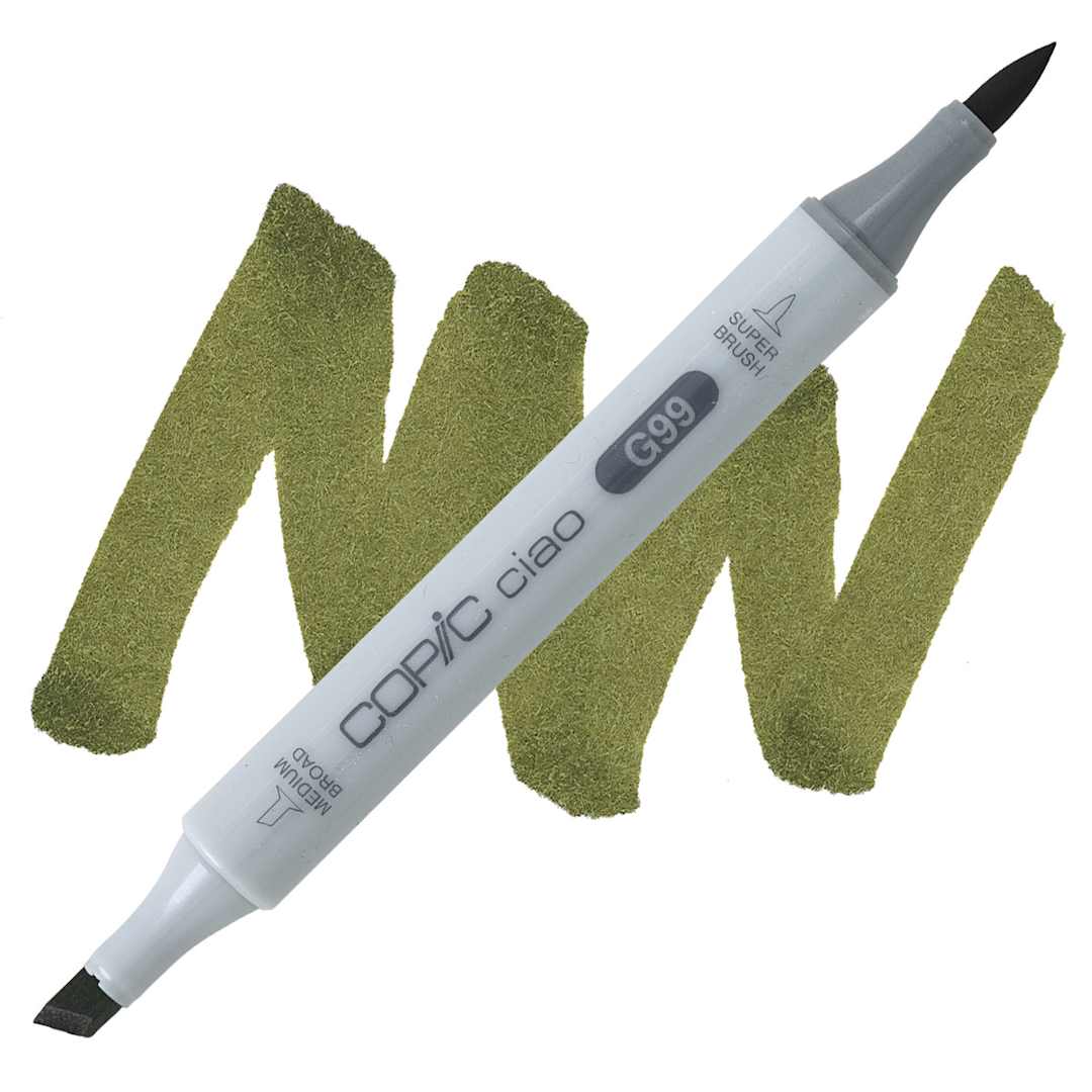 Open in modal - Copic Ciao Double Ended Marker - Olive G99 marker and swatch