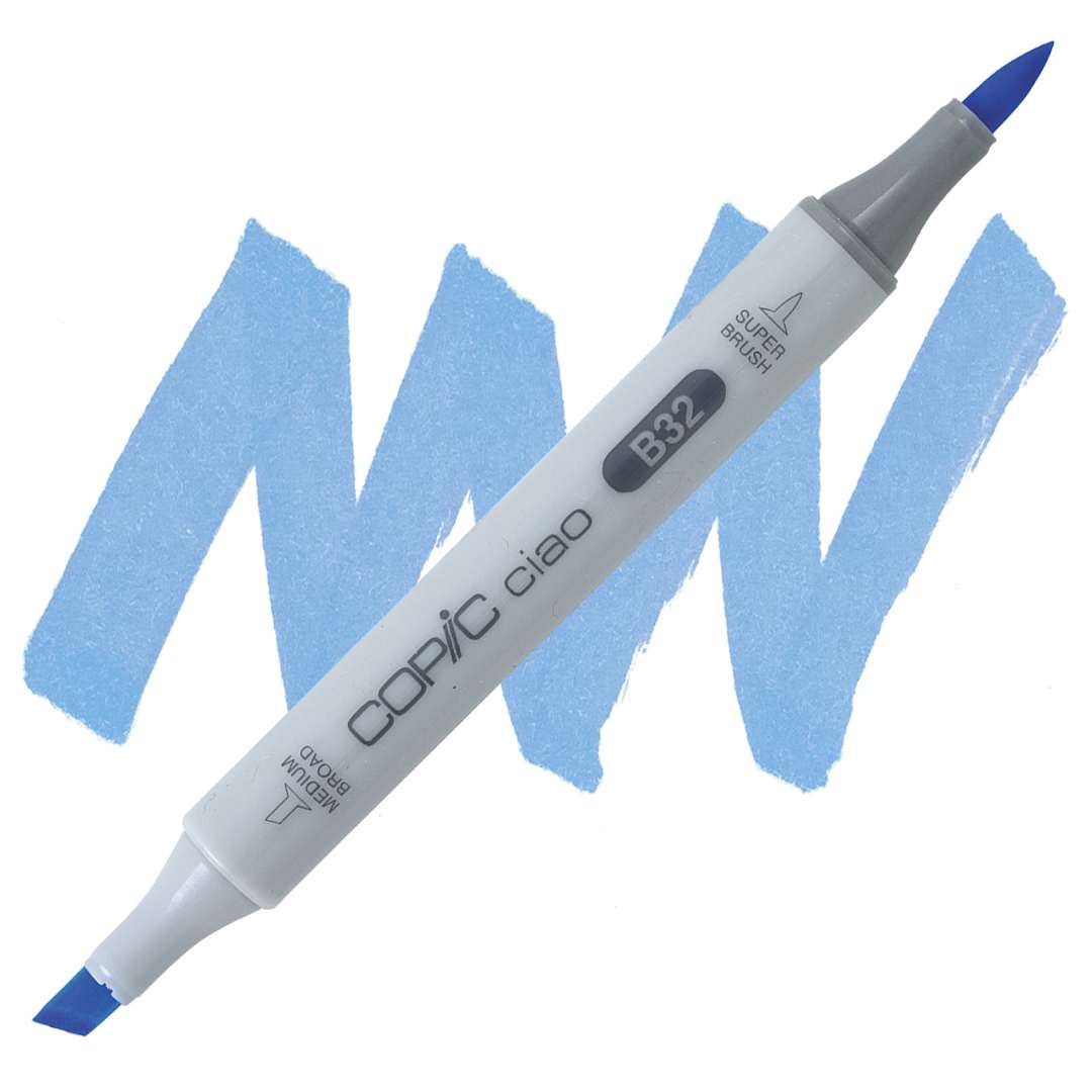 Open in modal - Copic Ciao Double Ended Marker - Pale Blue B32 marker and swatch