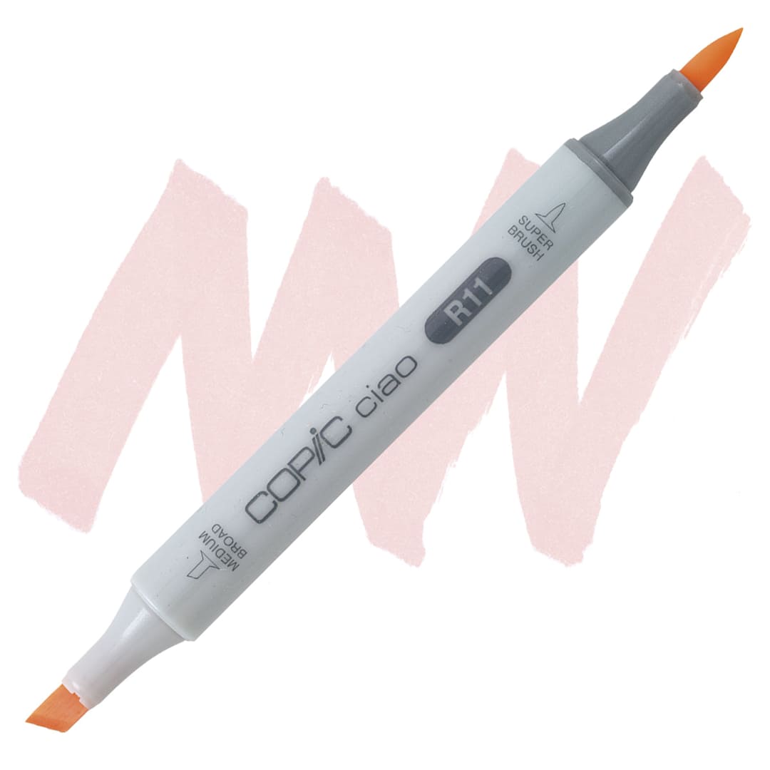 Open in modal - Copic Ciao Double Ended Marker - Pale Cherry Pink R11 marker and swatch