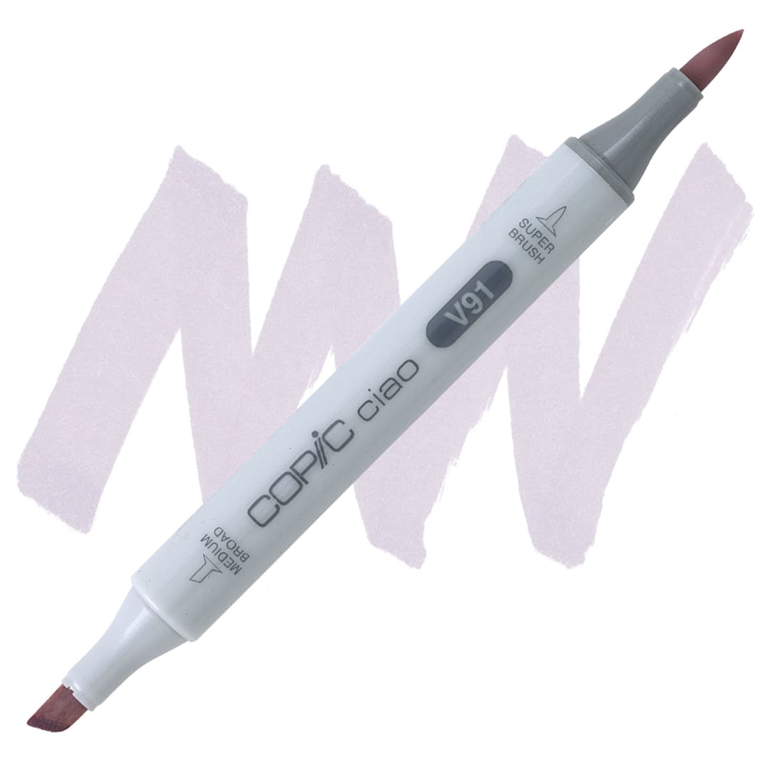 Open in modal - Copic Ciao Double Ended Marker - Pale Grape V91 marker and swatch