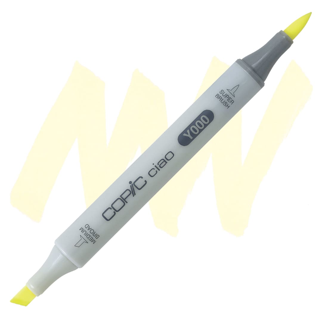 Open in modal - Copic Ciao Double Ended Marker - Pale Lemon Y000 marker and swatch