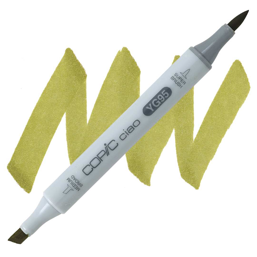 Open in modal - Copic Ciao Double Ended Marker - Pale Olive YG95 marker and swatch