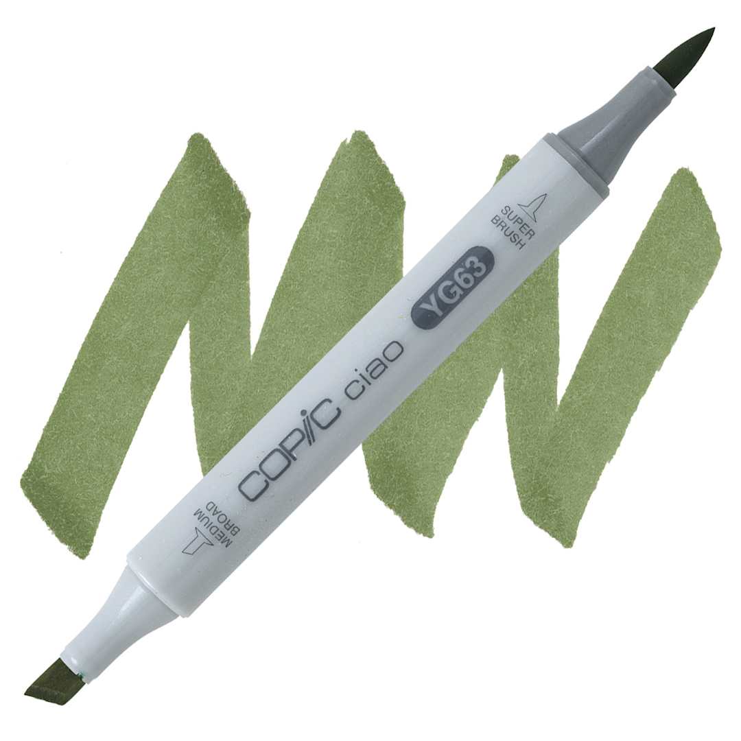 Open in modal - Copic Ciao Double Ended Marker - Pea Green YG63 marker and swatch