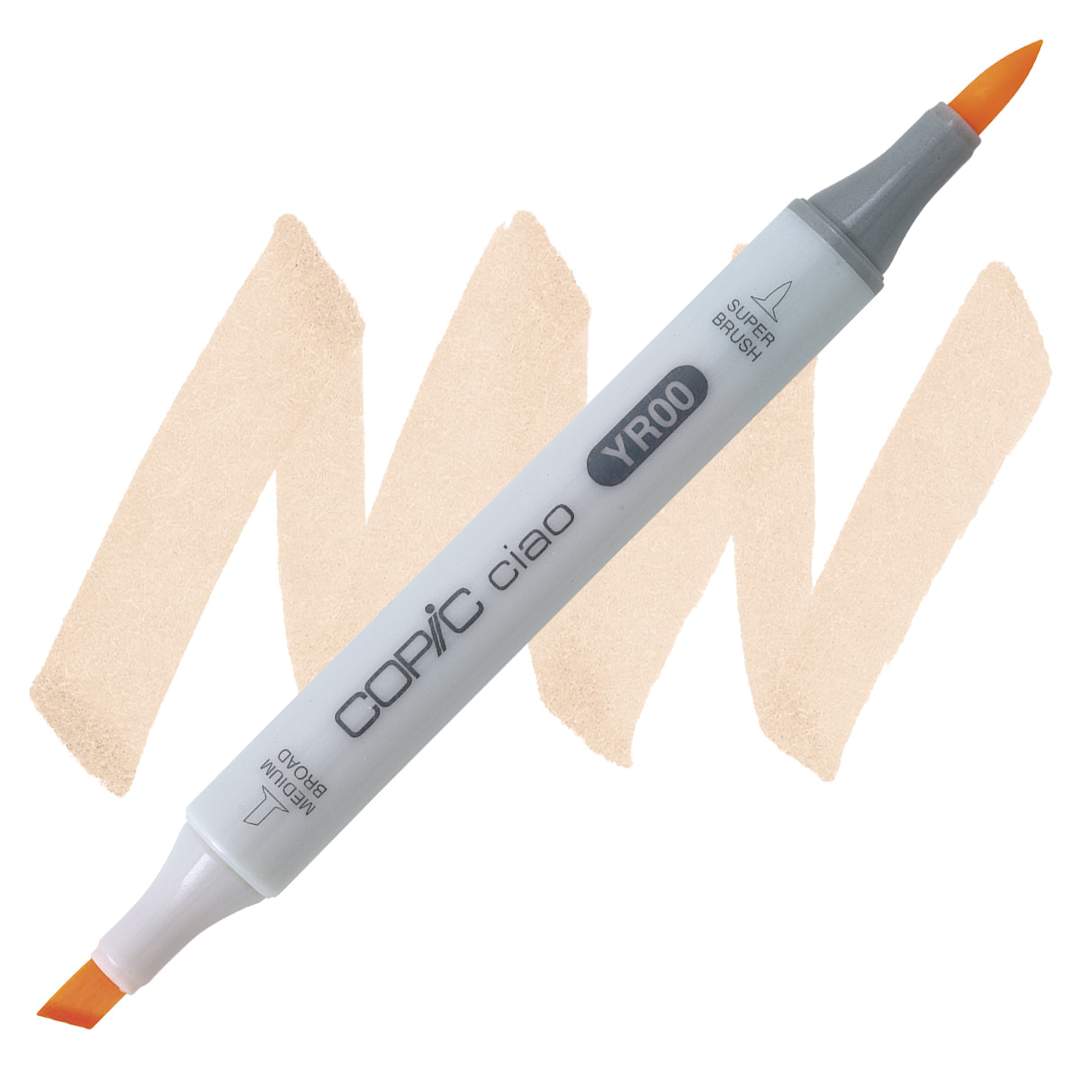 Open in modal - Copic Ciao Double Ended Marker - Powder Pink YR00 marker and swatch