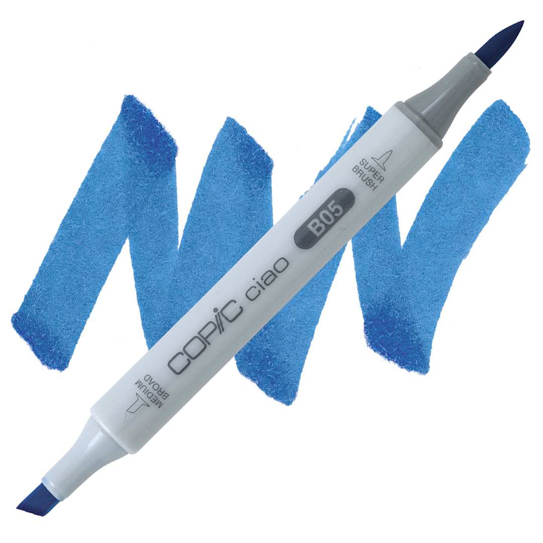 Open in modal - Copic Ciao Double Ended Marker - Process Blue B05 marker and swatch