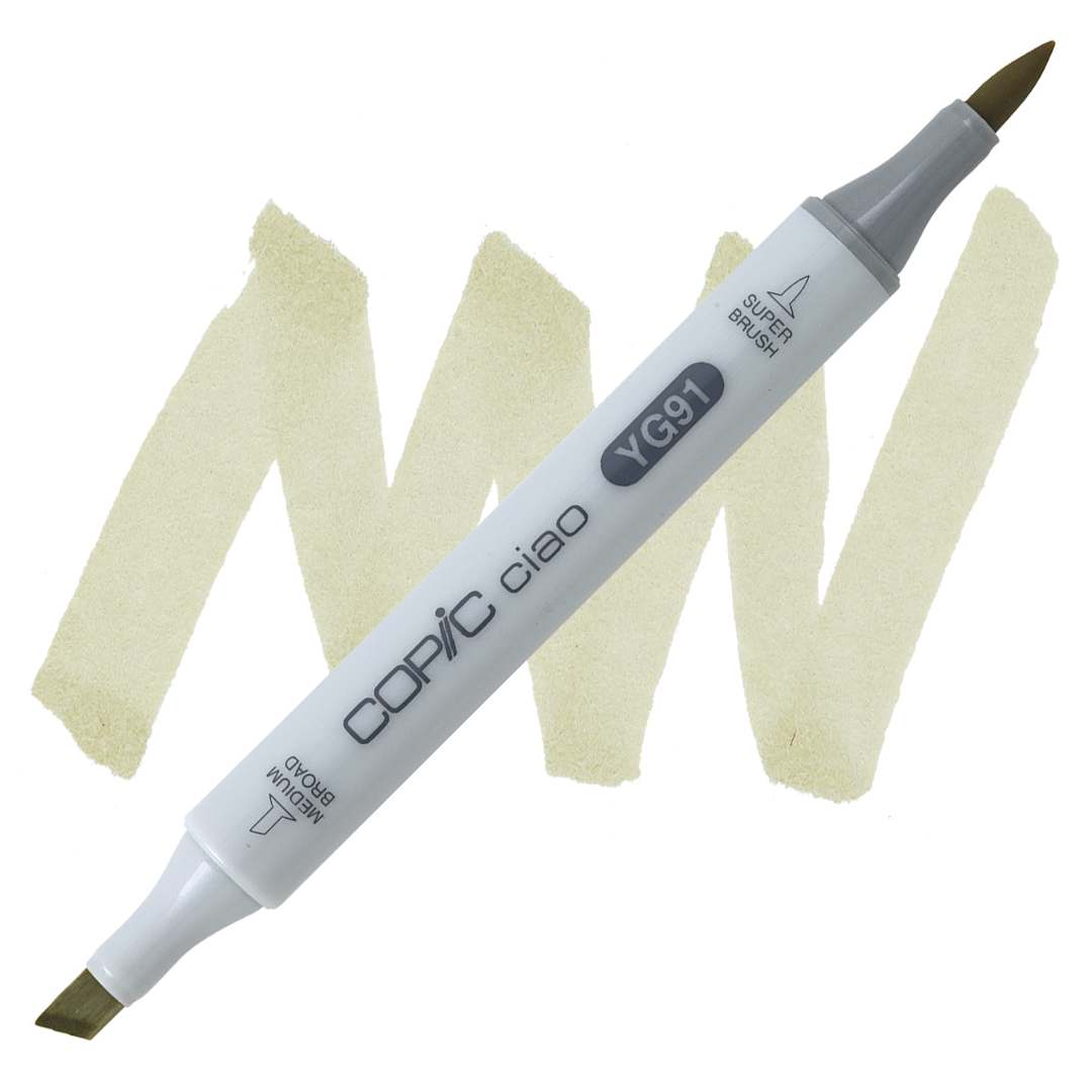Open in modal - Copic Ciao Double Ended Marker - Putty YG91 marker and swatch