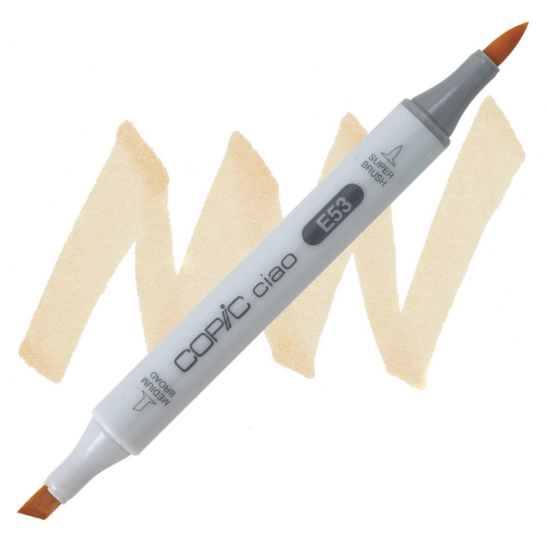 Open in modal - Copic Ciao Double Ended Marker - Raw Silk E53 marker and swatch