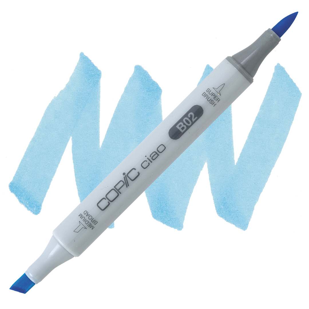 Open in modal - Copic Ciao Double Ended Marker - Robin's Egg Blue B02 marker and swatch