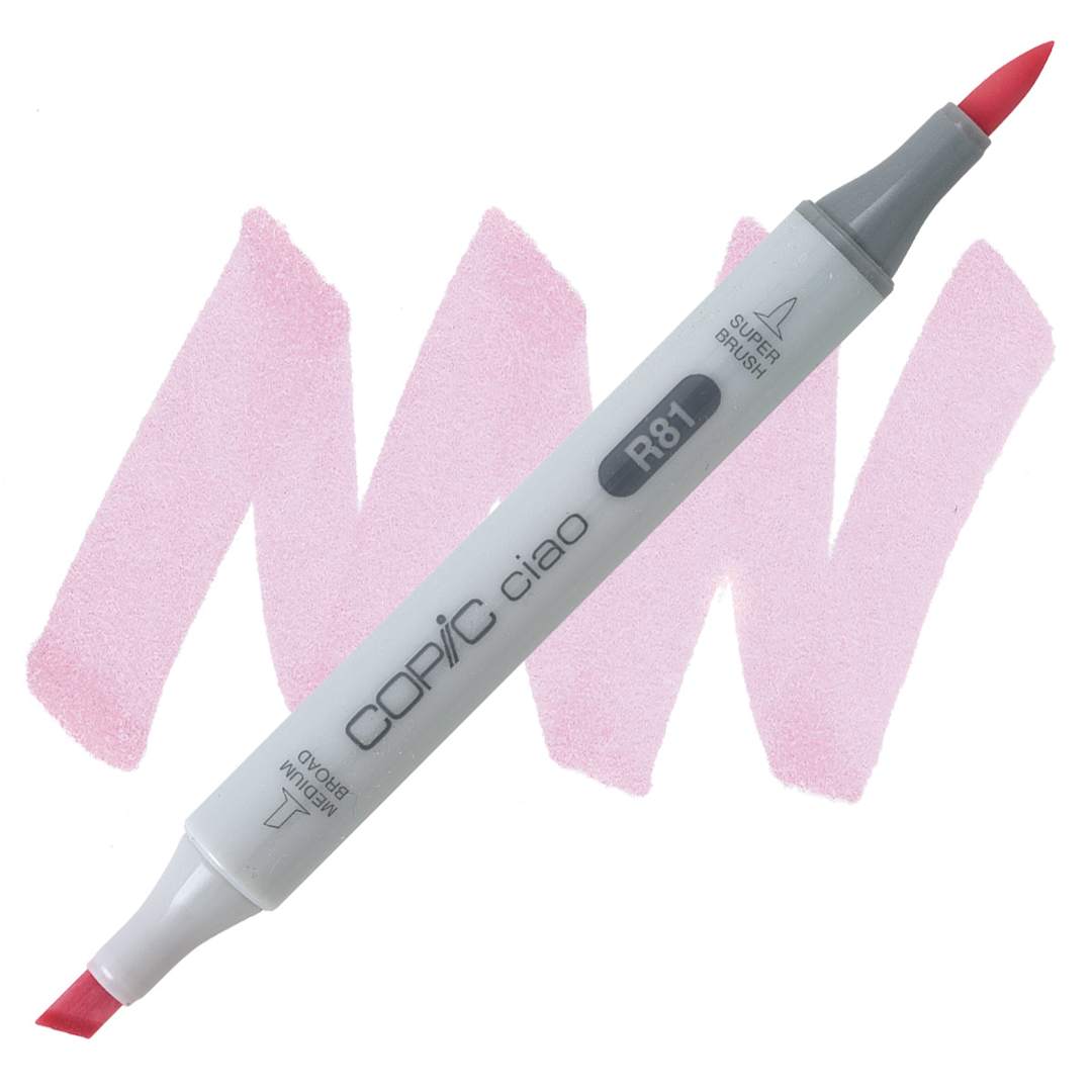 Open in modal - Copic Ciao Double Ended Marker - Rose Pink R81 marker and swatch