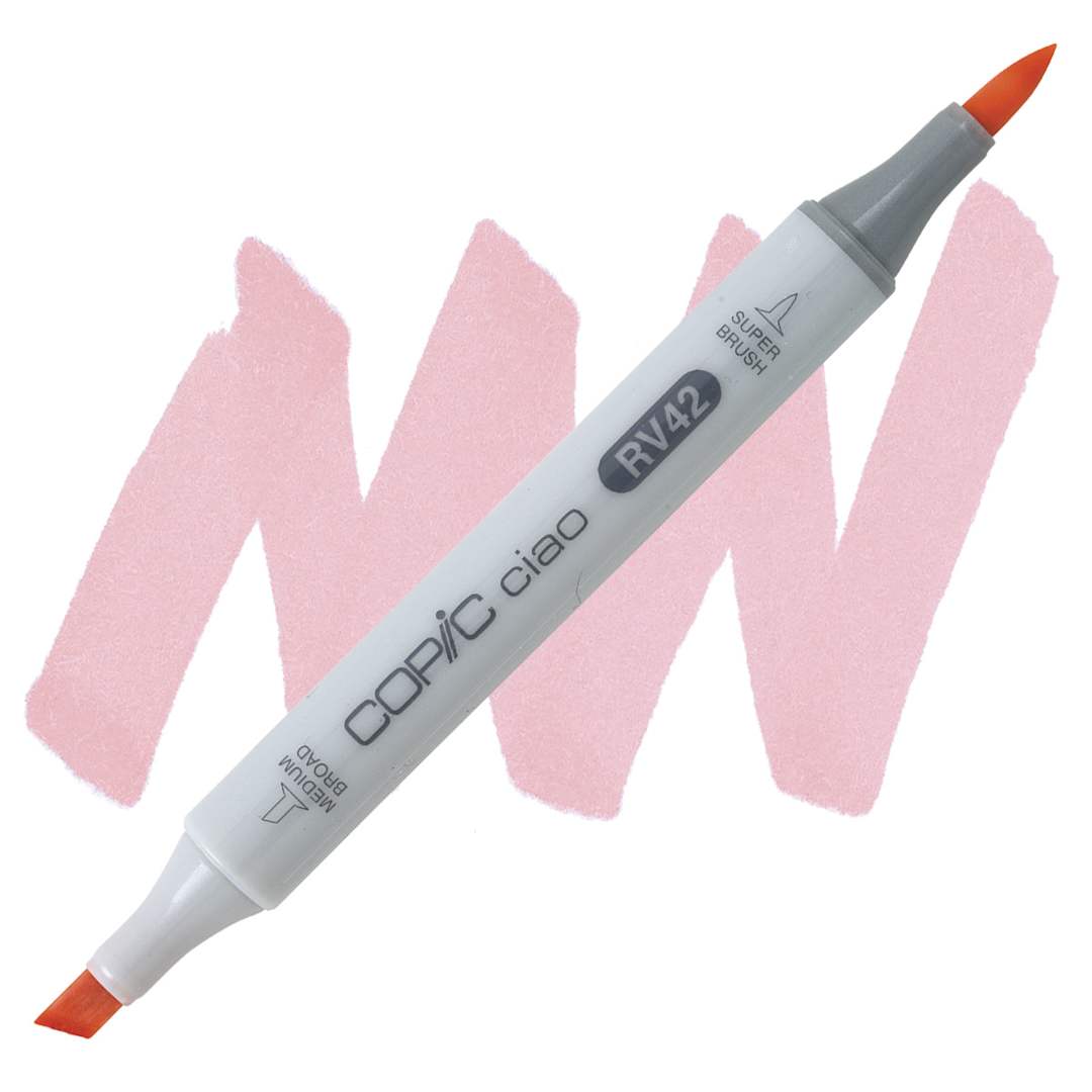 Open in modal - Copic Ciao Double Ended Marker - Salmon Pink RV42 marker and swatch