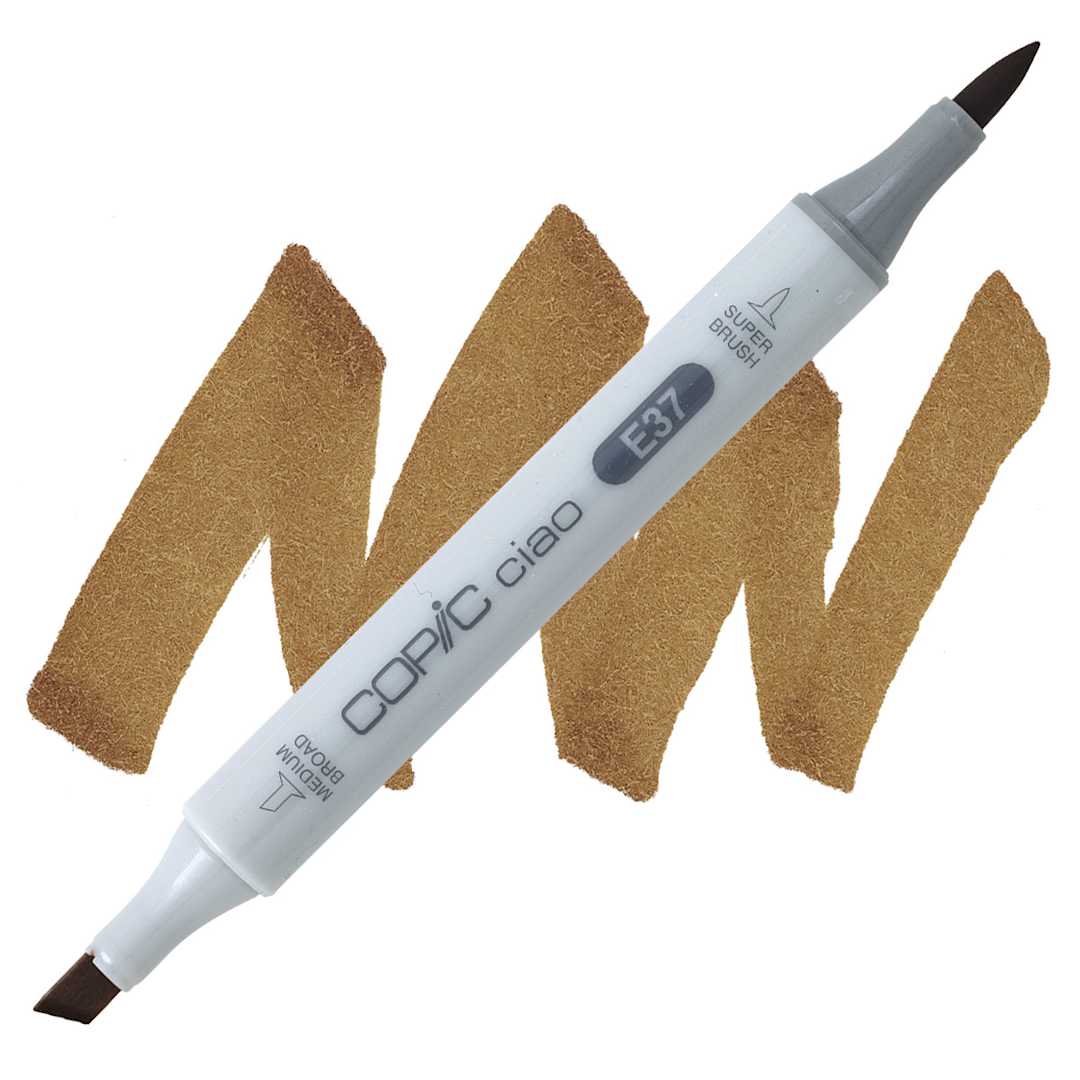 Open in modal - Copic Ciao Double Ended Marker - Sepia E37 marker and swatch