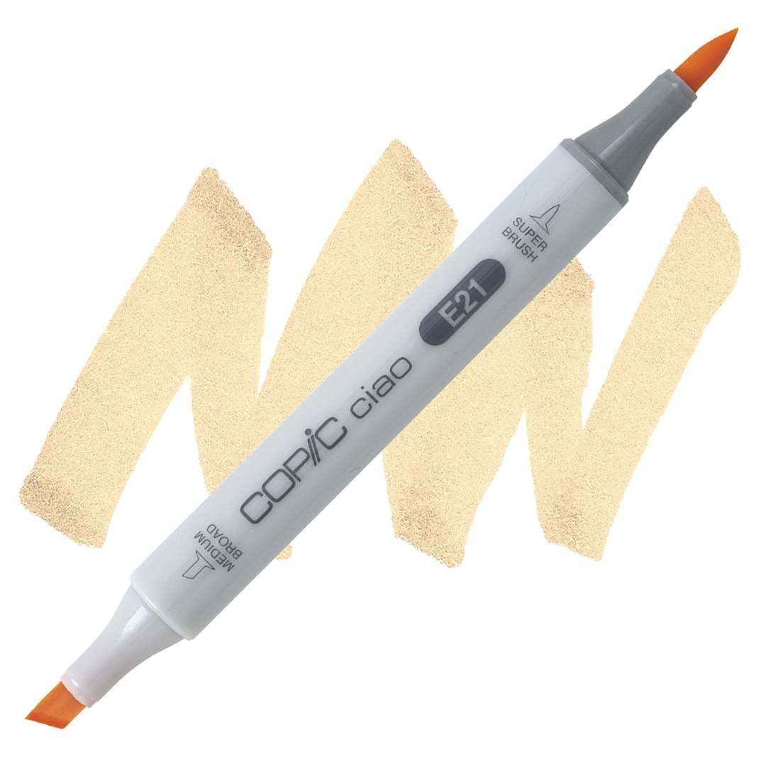 Open in modal - Copic Ciao Double Ended Marker - Soft Sun E21 marker and swatch