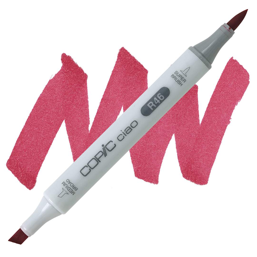 Open in modal - Copic Ciao Double Ended Marker - Strong Red R46 marker and swatch