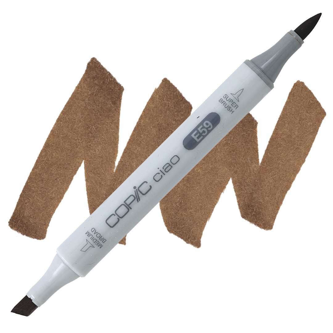 Open in modal - Copic Ciao Double Ended Marker - Walnut E59 marker and swatch