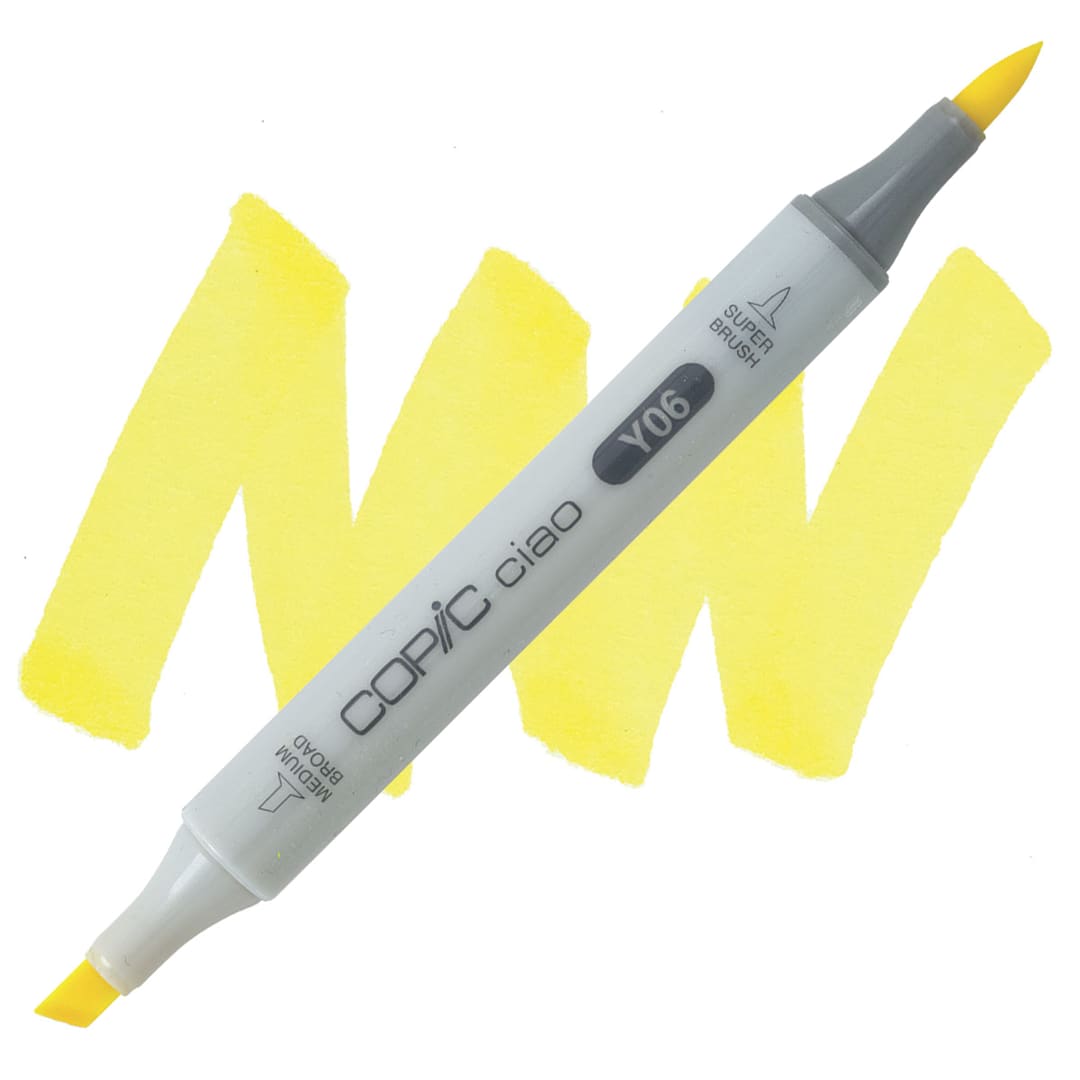 Open in modal - Copic Ciao Double Ended Marker - Yellow Y06 marker and swatch