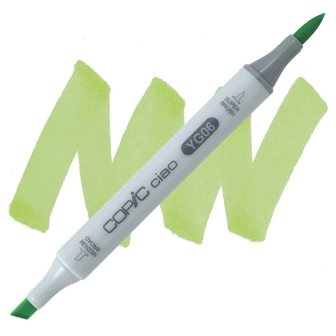 Open in modal - Copic Ciao Double Ended Marker - Yellowish Green YG06 marker and swatch