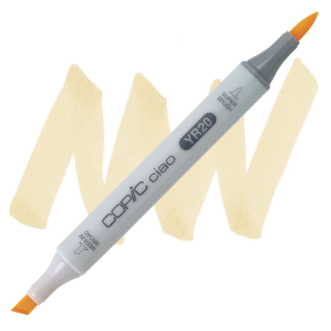 Open in modal - Copic Ciao Double Ended Marker - Yellowish Shade YR20 marker and swatch