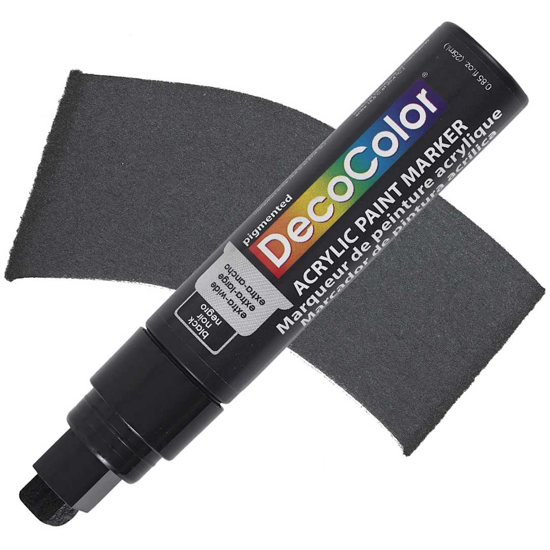 Open in modal - Decocolor Acrylic Jumbo Paint Marker - Black marker and swatch