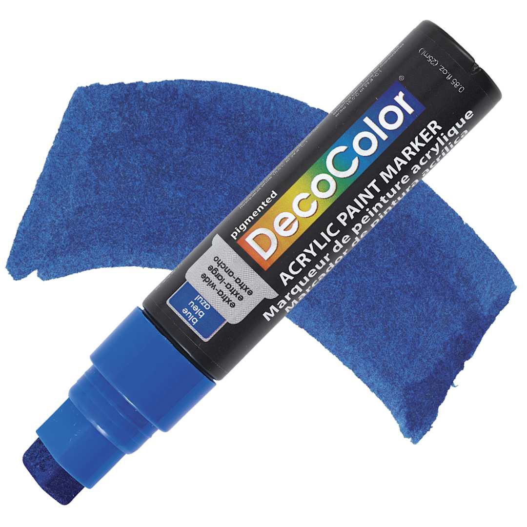 Open in modal - Decocolor Acrylic Jumbo Paint Marker - Blue marker and swatch