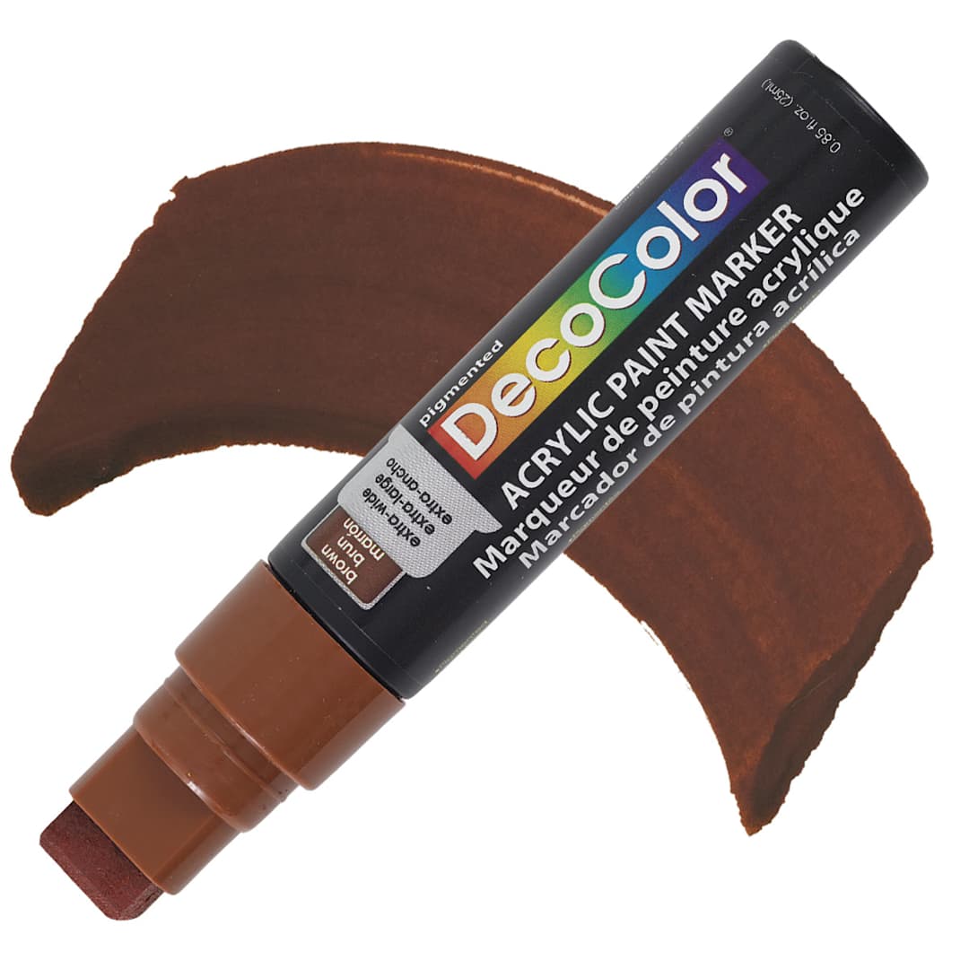 Open in modal - Decocolor Acrylic Jumbo Paint Marker - Brown marker and swatch