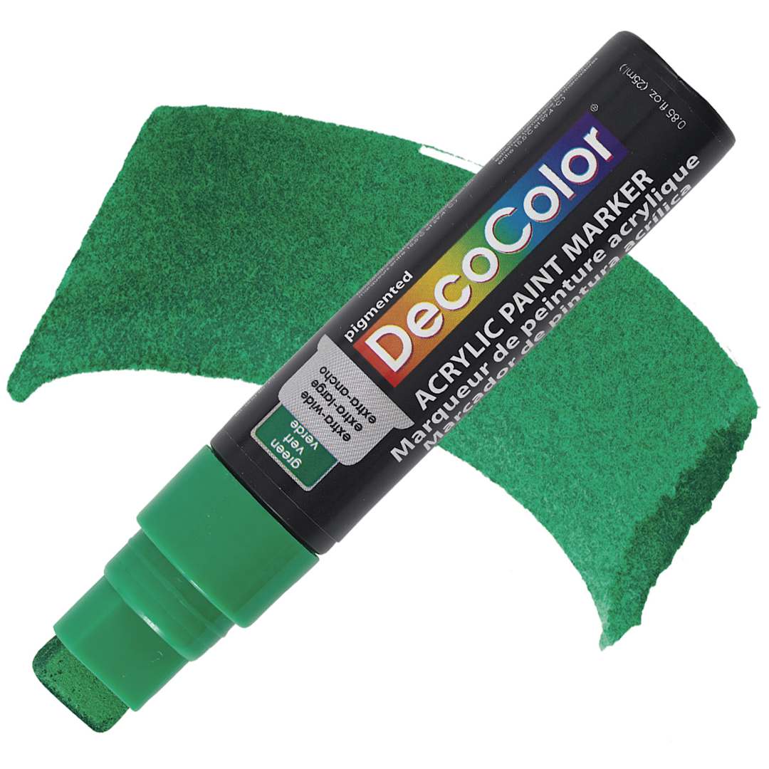 Open in modal - Decocolor Acrylic Jumbo Paint Marker - Green marker and swatch