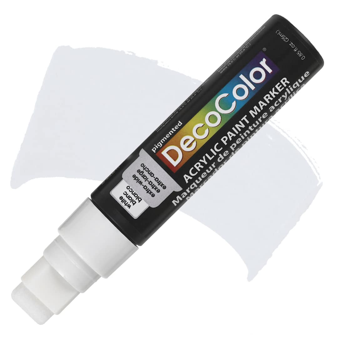 Open in modal - Decocolor Acrylic Jumbo Paint Marker - White marker and swatch