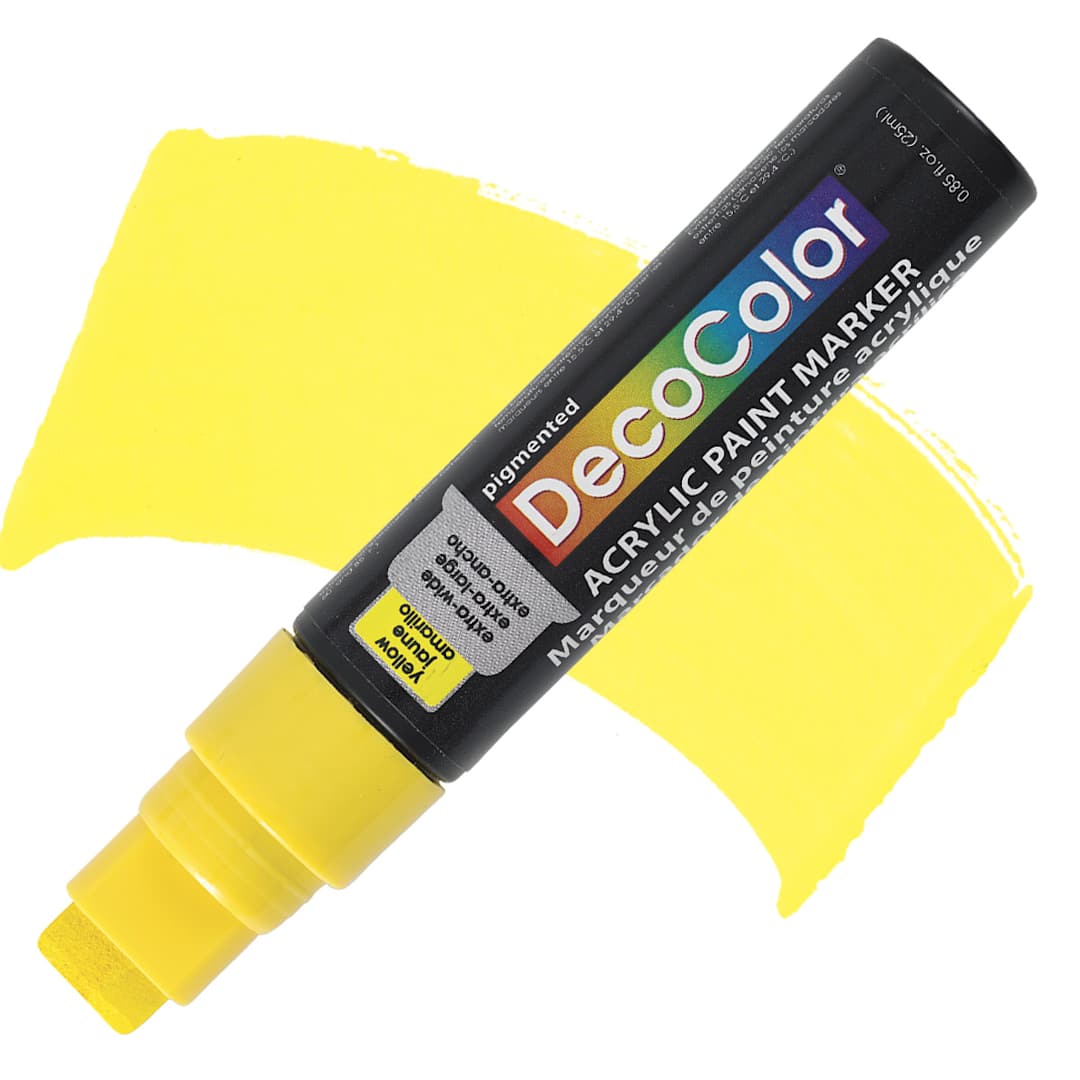 Open in modal - Decocolor Acrylic Jumbo Paint Marker - Yellow marker and swatch