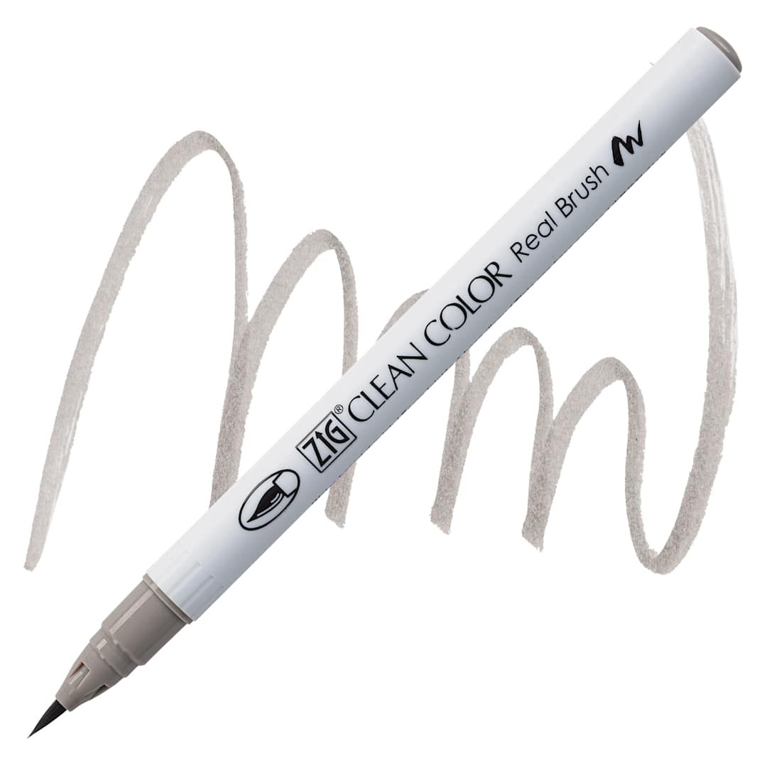 Open in modal - Kuretake Zig Clean Color Real Brush Pen - Warm Gray 3 pen and swatch