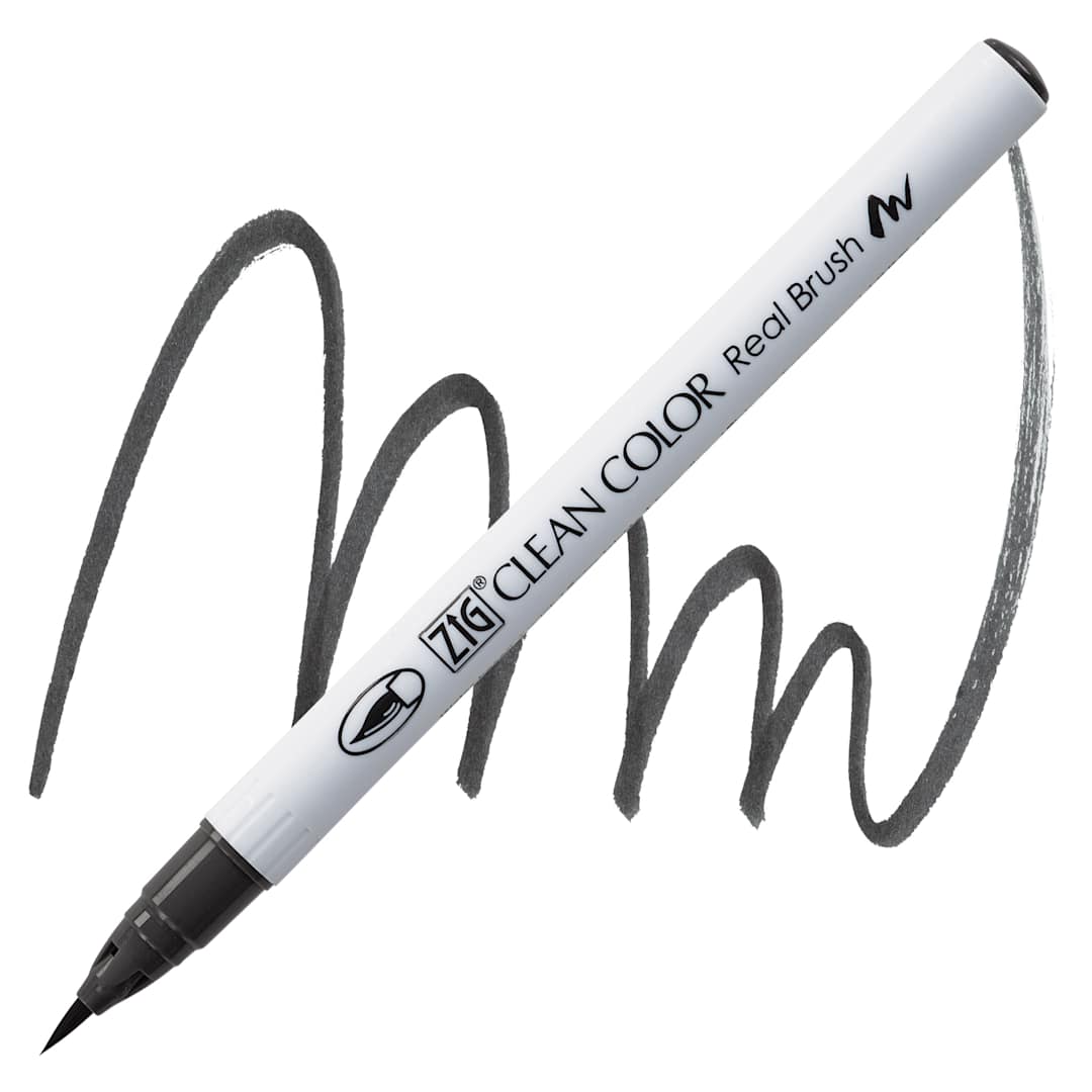 Open in modal - Kuretake Zig Clean Color Real Brush Pen - Cool Gray 6 pen and swatch