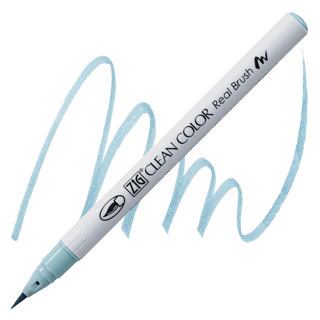 Open in modal - Kuretake Zig Clean Color Real Brush Pen - Aquamarine Blue pen and swatch