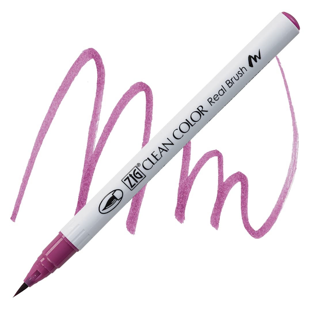 Open in modal - Kuretake Zig Clean Color Real Brush Pen - Light Red Grape pen and swatch