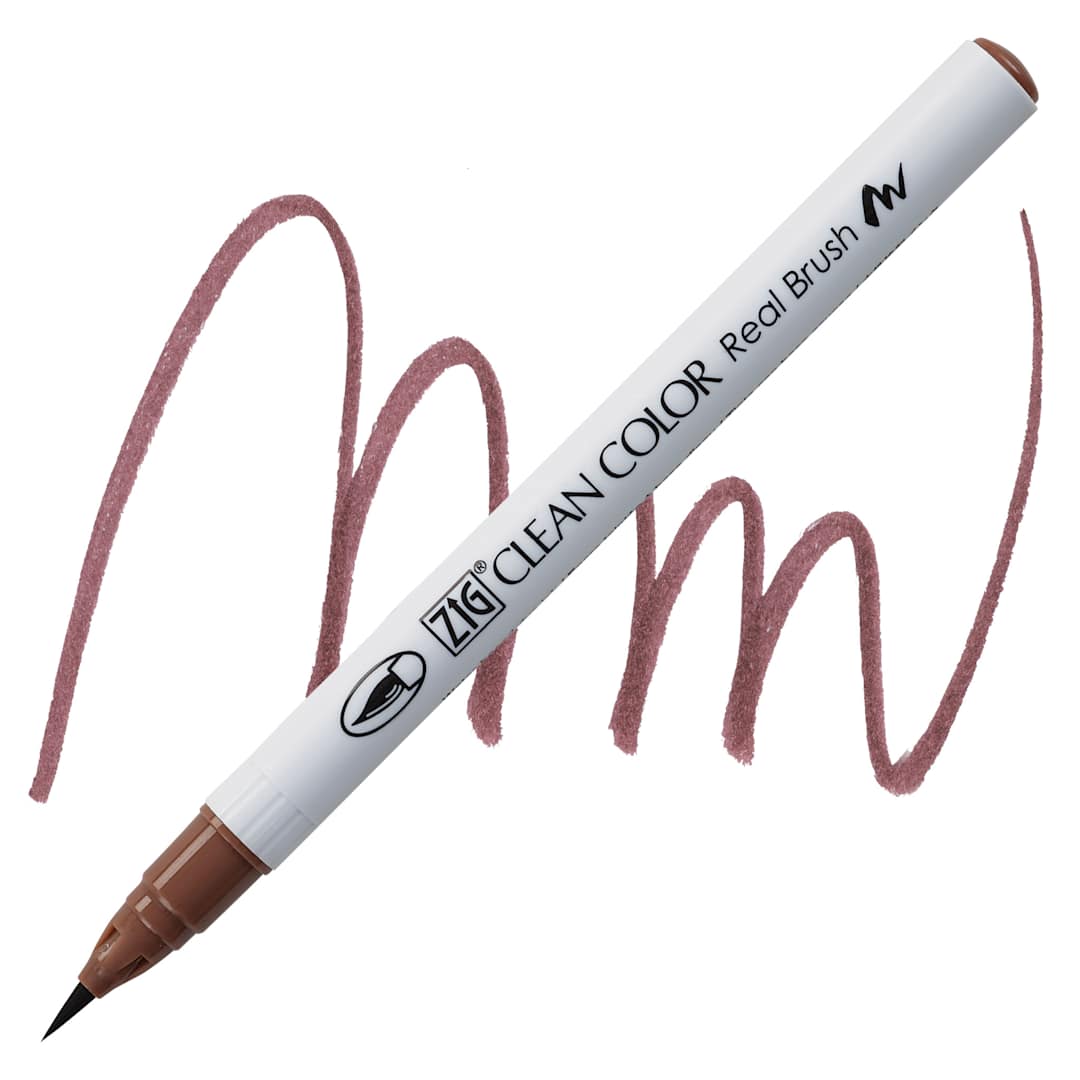 Open in modal - Kuretake Zig Clean Color Real Brush Pen - Mocha Brown pen and swatch