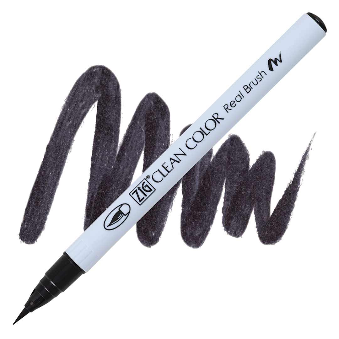 Open in modal - Kuretake Zig Clean Color Real Brush Pen - Black pen and swatch