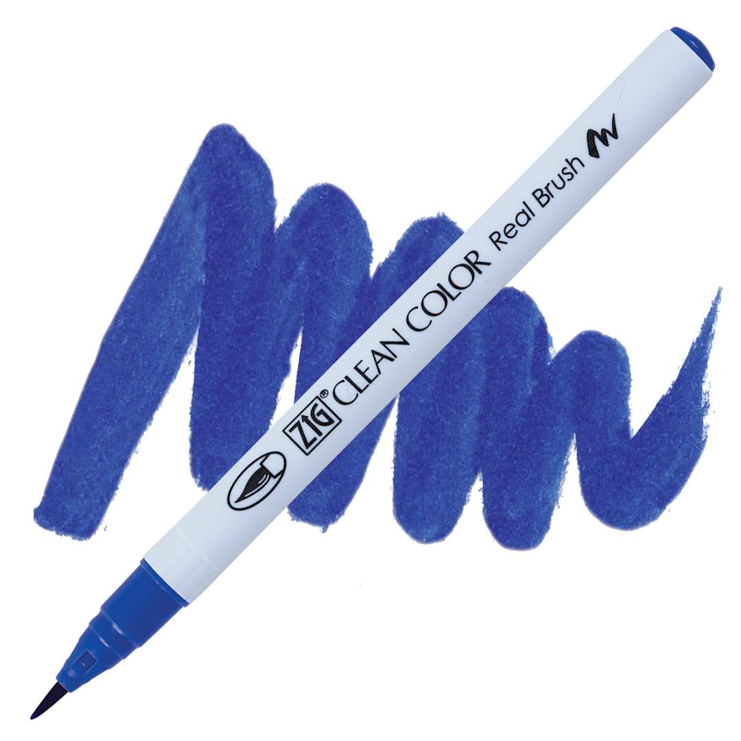 Open in modal - Kuretake Zig Clean Color Real Brush Pen - Blue pen and swatch