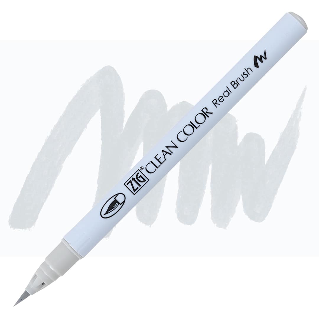 Open in modal - Kuretake Zig Clean Color Real Brush Pen - Cool Gray 1 pen and swatch