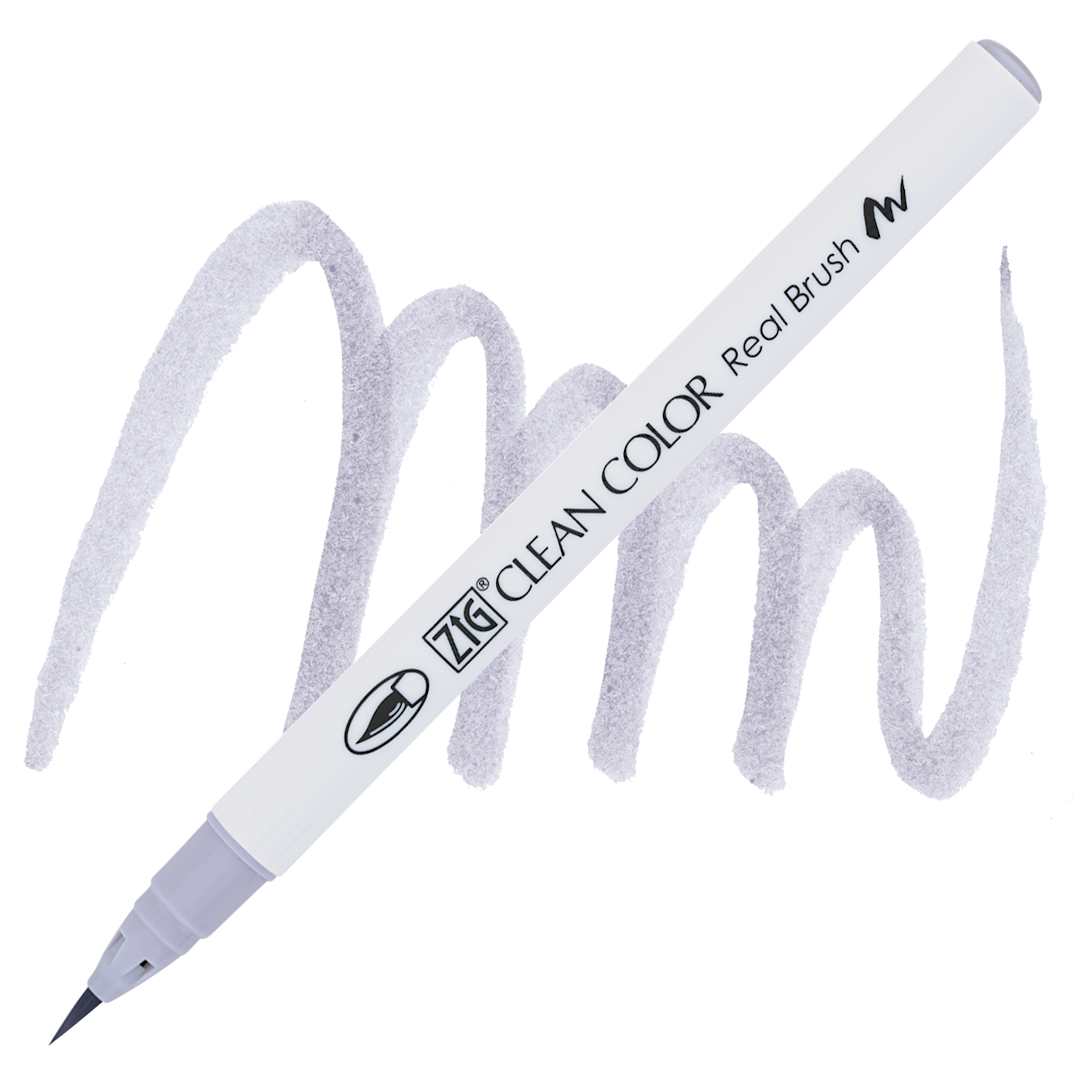 Open in modal - Kuretake Zig Clean Color Real Brush Pen - Fog Gray pen and swatch