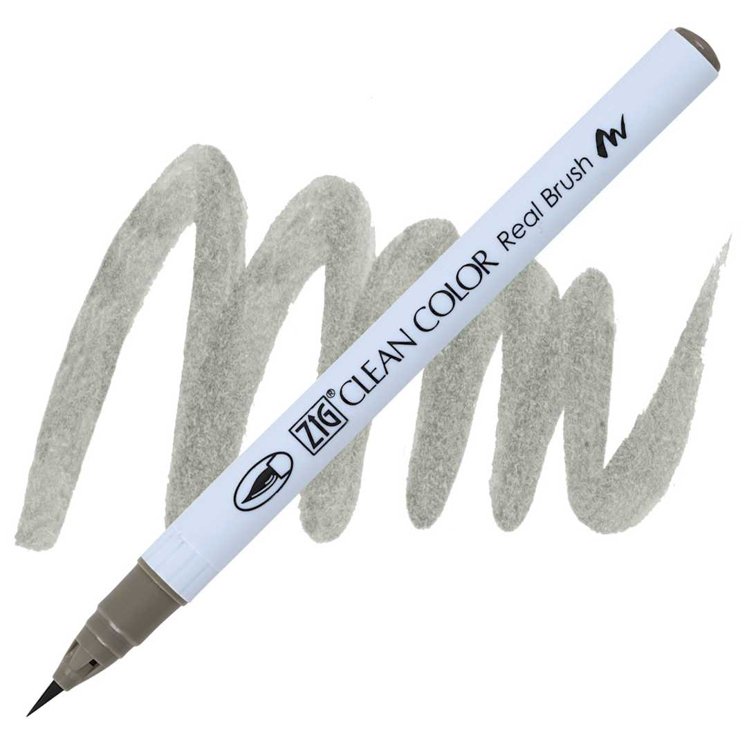 Open in modal - Kuretake Zig Clean Color Real Brush Pen - Gray Green pen and swatch