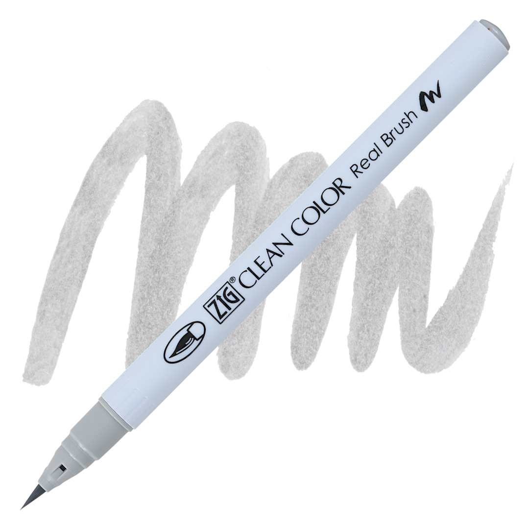 Open in modal - Kuretake Zig Clean Color Real Brush Pen - Light Gray pen and swatch