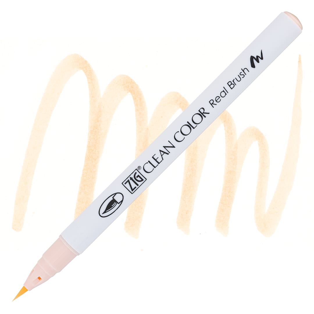 Open in modal - Kuretake Zig Clean Color Real Brush Pen - Medium Beige pen and swatch