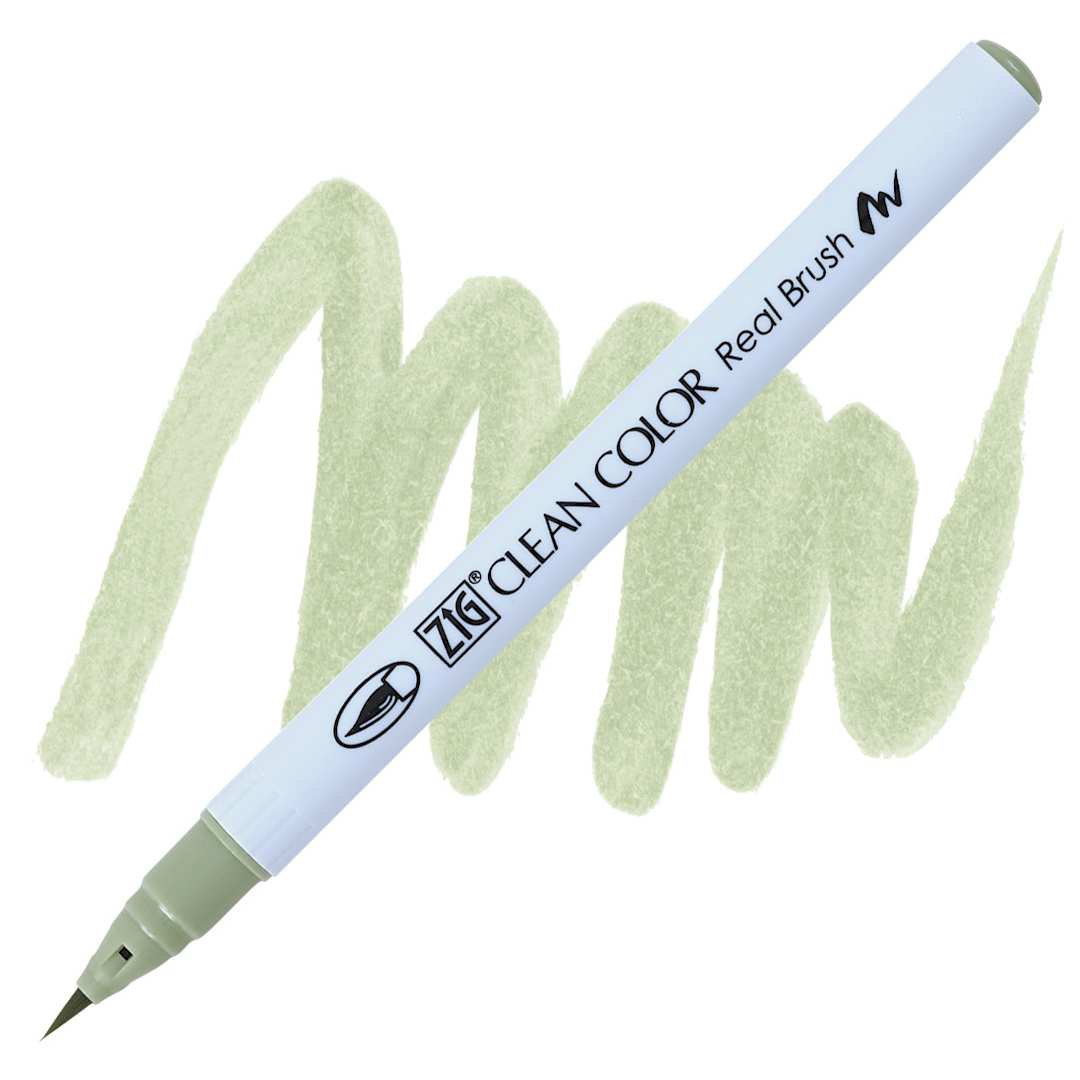 Open in modal - Kuretake Zig Clean Color Real Brush Pen - Pale Dawn Gray pen and swatch