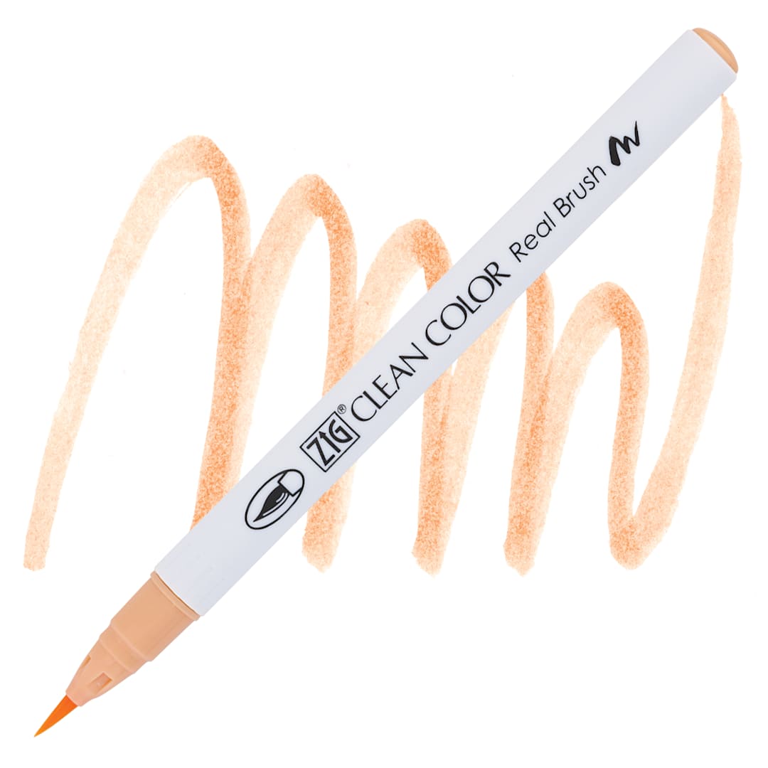 Open in modal - Kuretake Zig Clean Color Real Brush Pen - Pale Orange pen and swatch